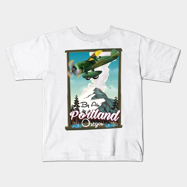 Portland Oregon Travel poster Kids T-Shirt by nickemporium1
